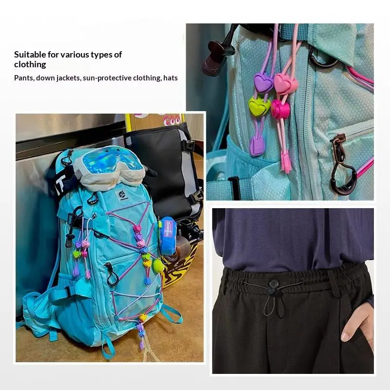 Double Hole Cord Lock Plastic Spring Stopper End Fastener for Outdoor Backpack 5Pcs Colorful for Tent Rope Accessories