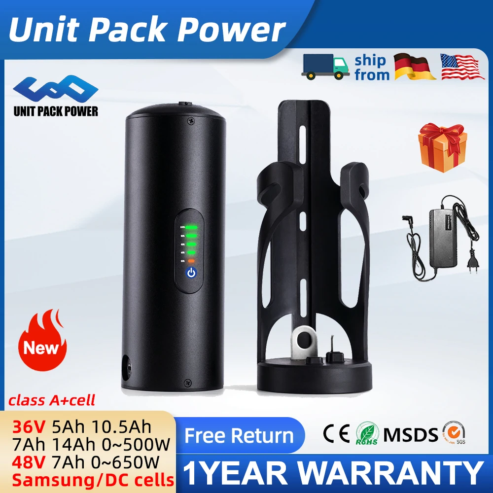 36V 10,5AH Mini Flasche EBike Batterie Li-Ion Pedelec 48V 7AH 36V 7AH 5AH 10,5AH Wasser Batterie für 250W ~ 2800W BBS01 TSDZ2 Motor