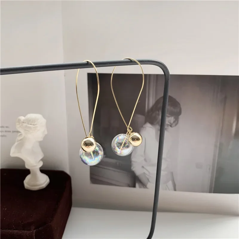 Boucle D’oreille Femmes Creative Exquisite Versatile Colorful Glass Ball Earrings Festive Party Fashion Jewelry Бижутерия