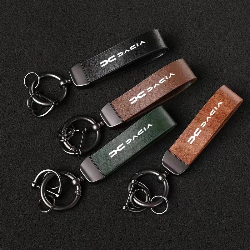 

High-Grade Luxury Leather Car Keychain Men Women Key Ring For Dacia Logan Sandero Duster Lodgy Spring Anti-lost Ayto Accessories