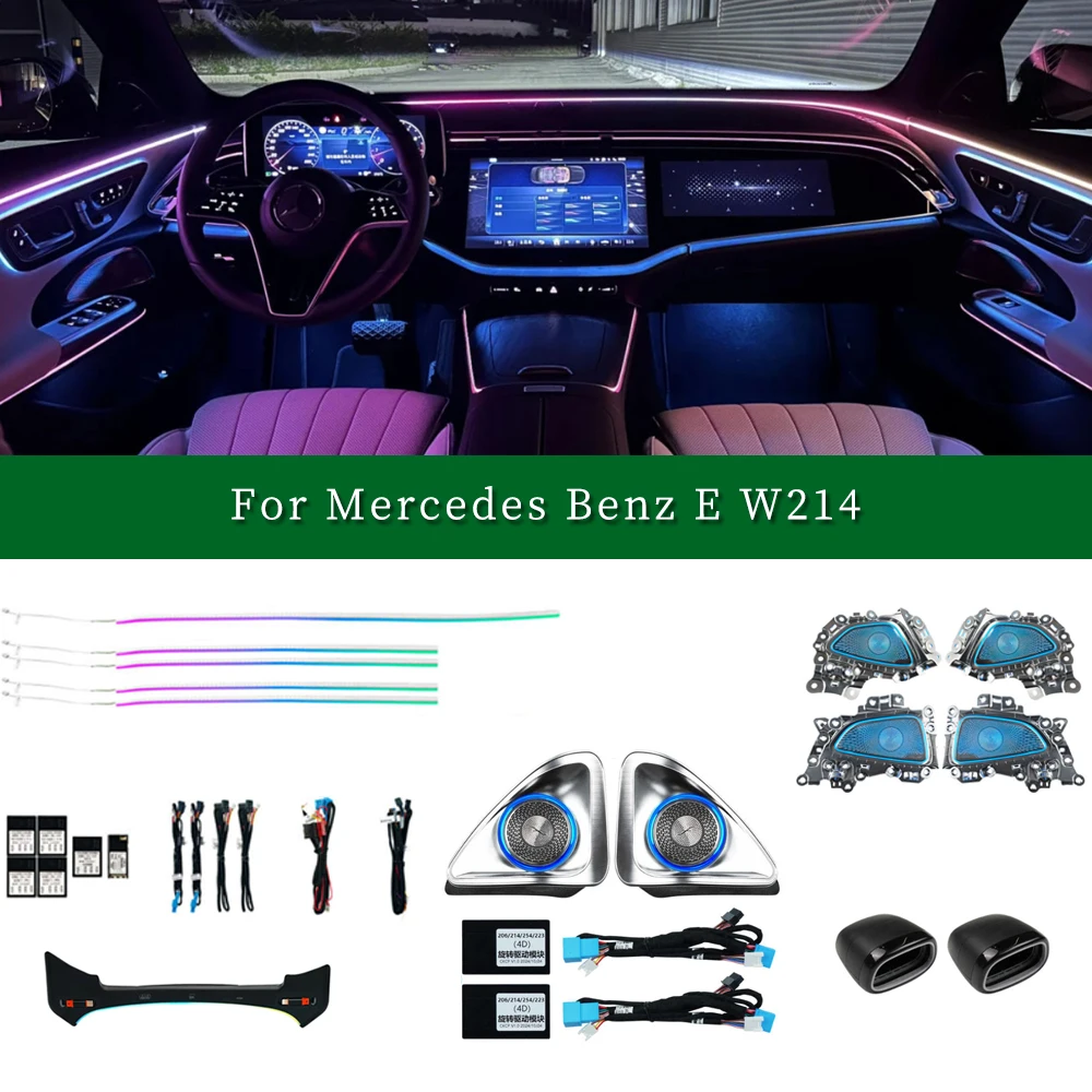 Active Ambient Lighting For Mercedes Benz E-Class New 64 Colors W214 4D Tweeter Car Door Cover Interior LED Ambience Lights