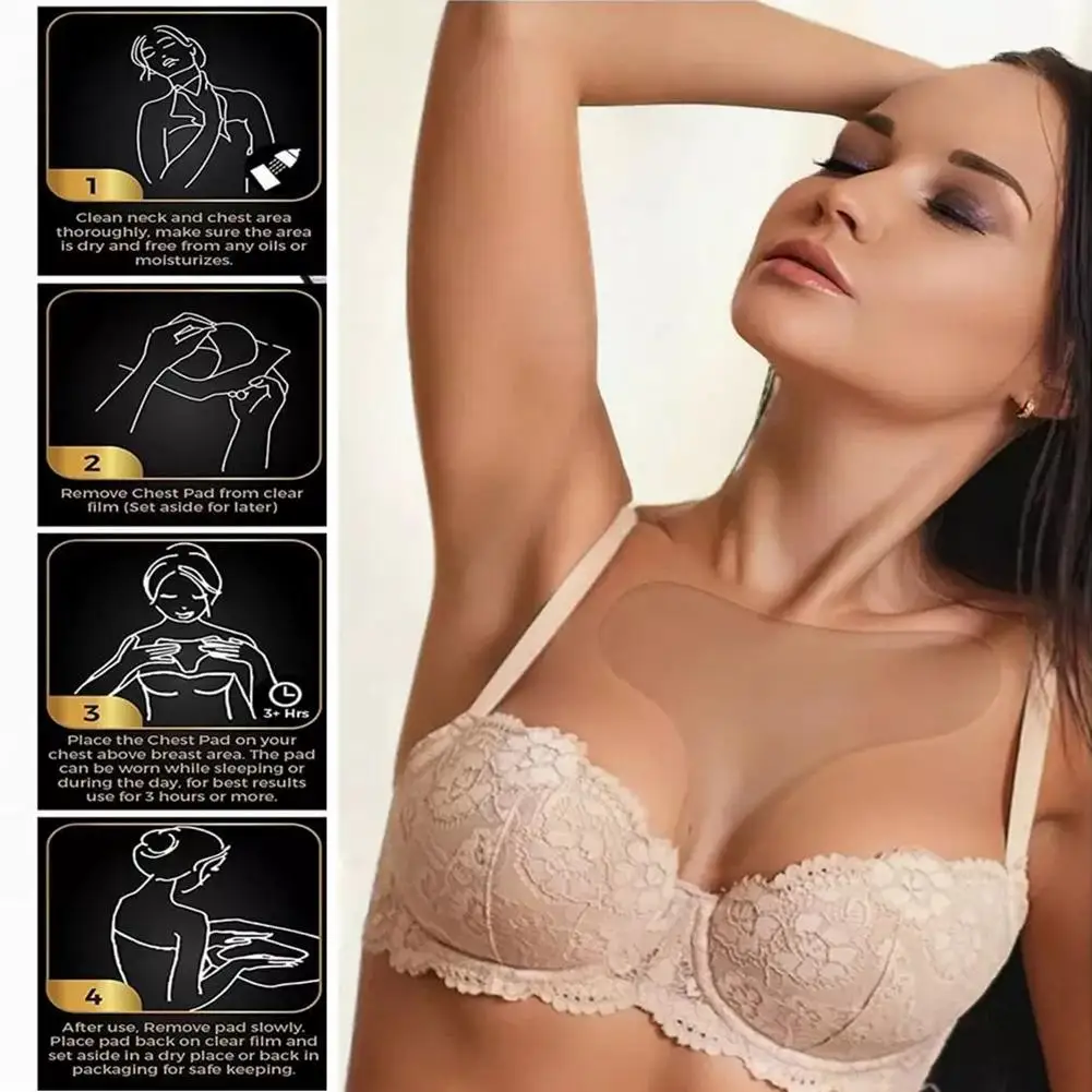 Patch de poitrine en silicone réutilisable, anti-déformant, anti-âge, lifting des seins, tampon de retrait transparent, autocollant de soins de la peau, 1 ensemble