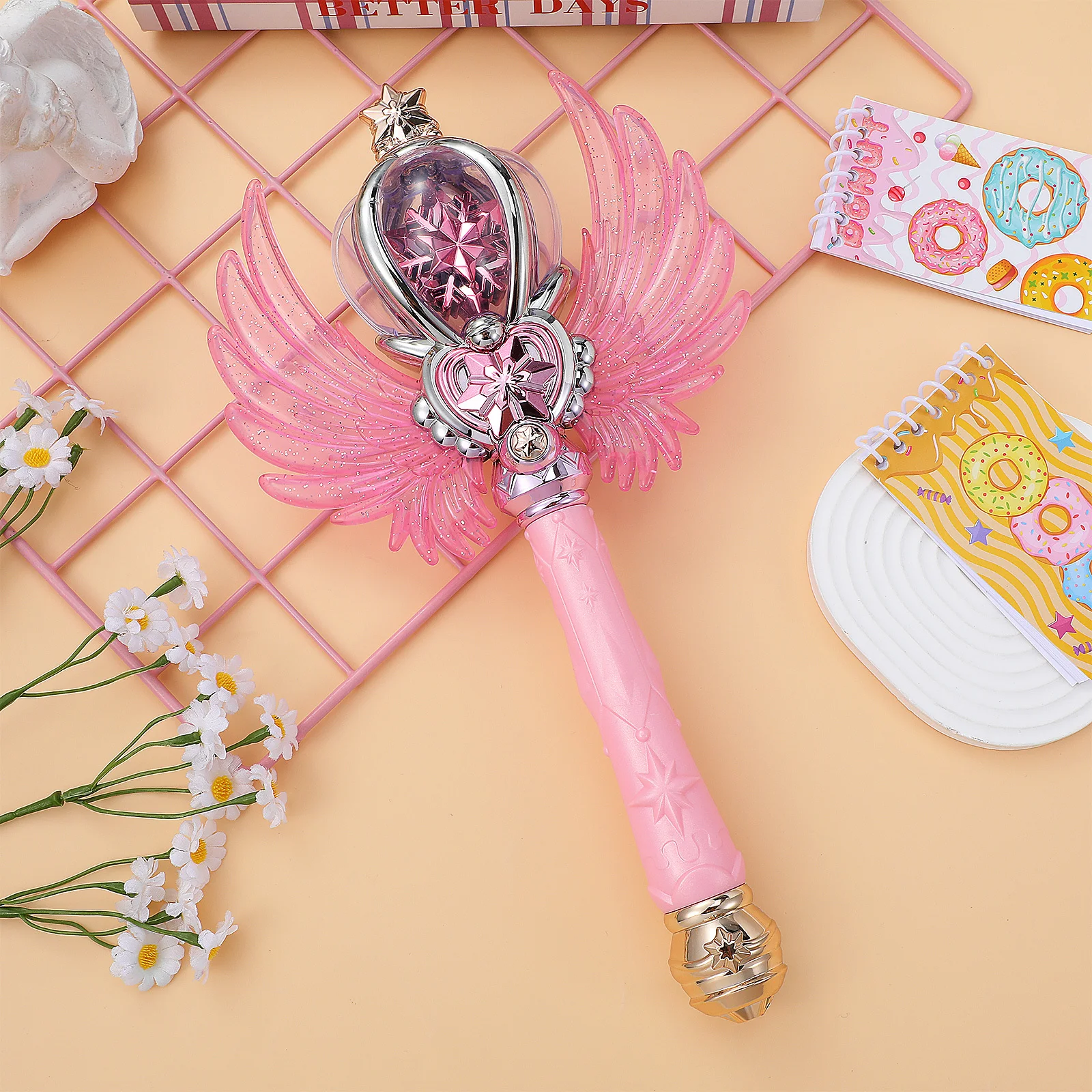 

Glowing Light Up Princess Wand Stick with Wings for Birthday Parties Cosplay Dress-Up Roleplay Decorative Fairy