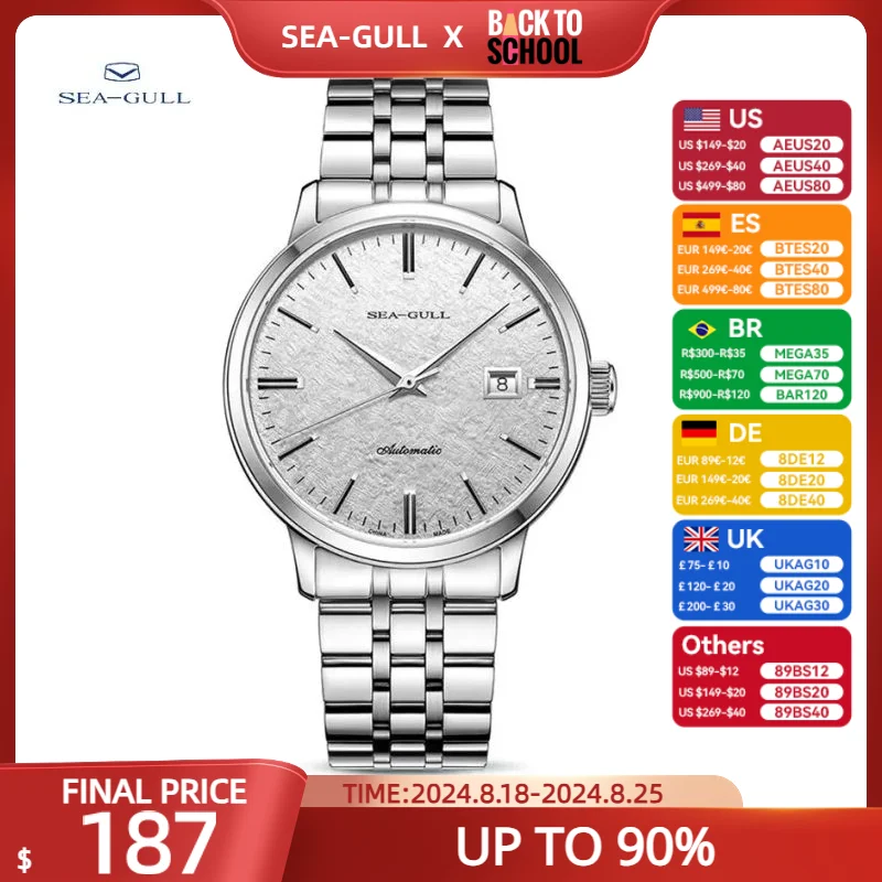 Seagull Minimalist Men Business Watch Glacier Design 39mm Waterproof Male Wristwatch Stainless Steel Sapphire Glass 816.12.6165