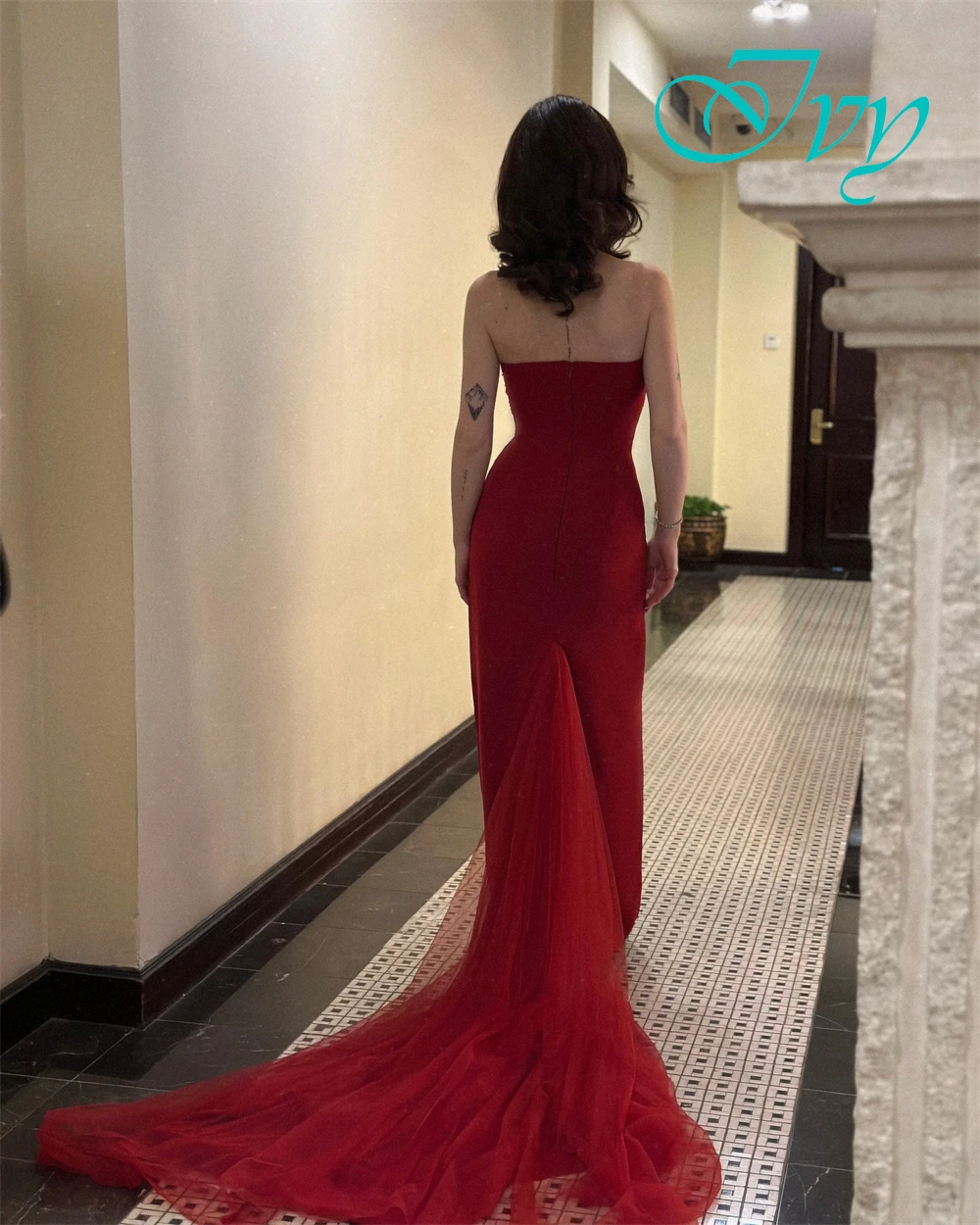 فستان سهرة أنيق مخصص بدون حمالات بسيط حورية البحر جيرسي فساتين حفلة موسيقية فاخرة بدون أكمام فساتين المناسبات الخاصة