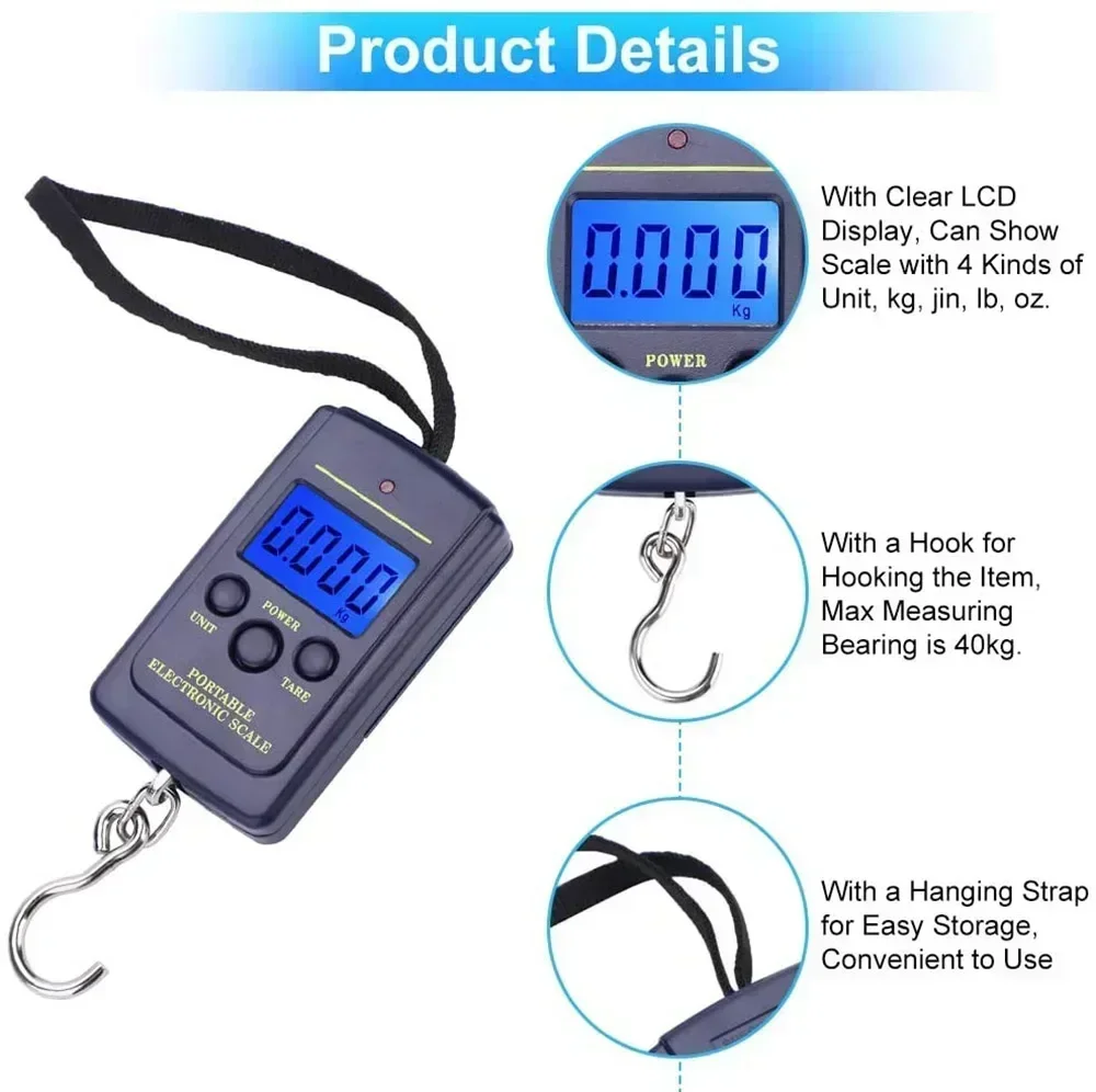 X Hanging Mini Digital Hook Scale 10g Steelyard For Scale Weighting Fishing Portable Luggage Electronic Travel 40kg