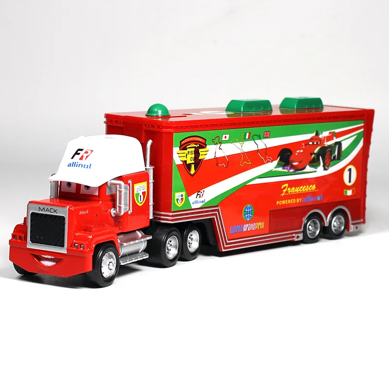 Pixar Cars 3-camión contenedor de juguetes de Disney, colección familiar de carreras de Rayo Mcqueen, modelo de coche fundido a presión, regalo para