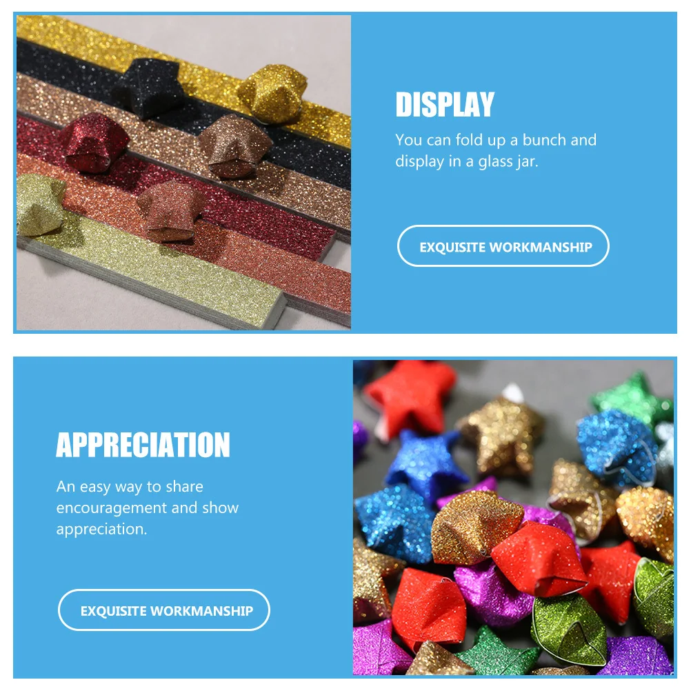 460 Pcs Origami Star Strips Pattern Glitter Paper Colored Craft Colorful Foldable