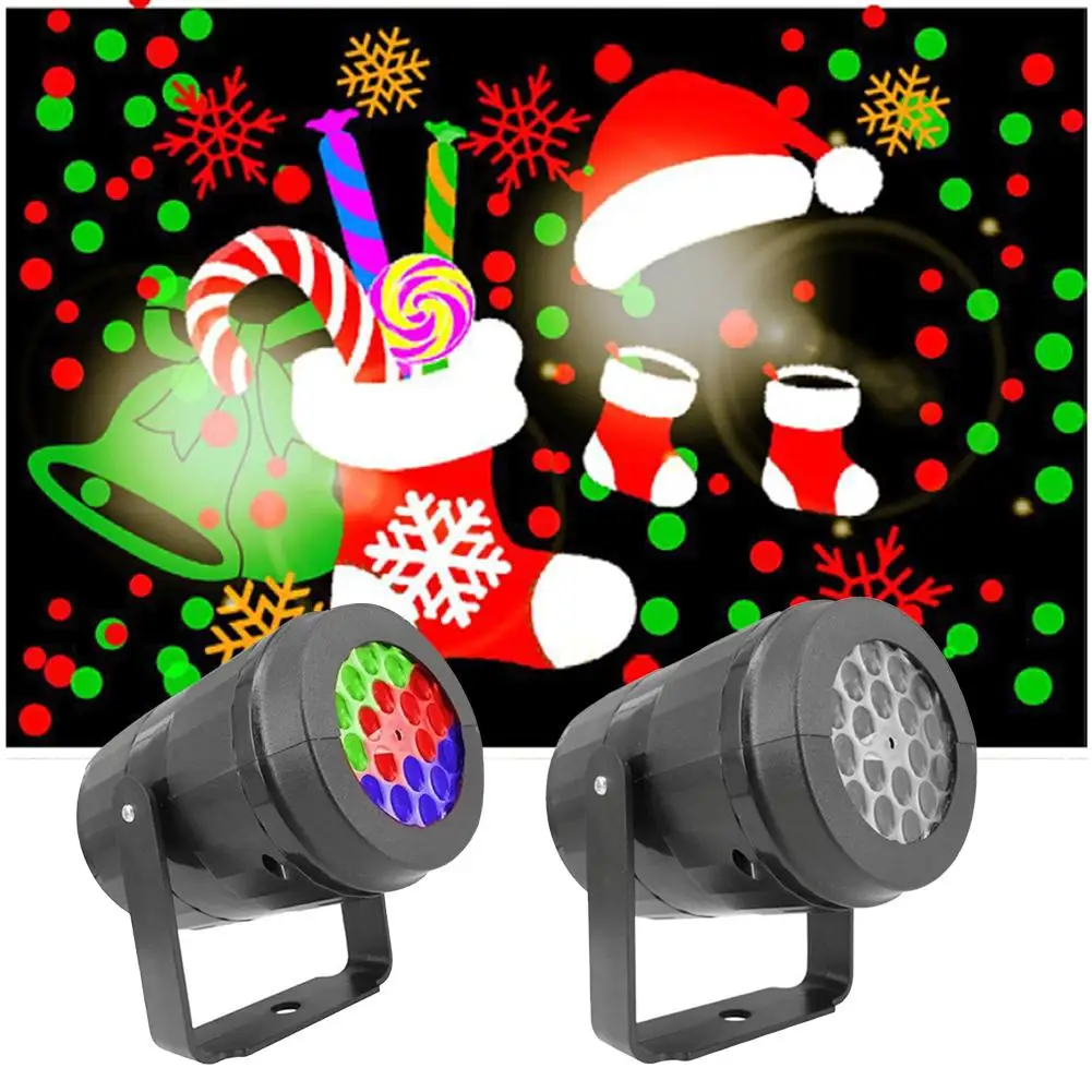 5V USB Christmas Color Pattern Snowflake Projection Rotating Dance 16pattern Table Rainbow Lamp Atmosphere Festival Lamp Ou A9R7