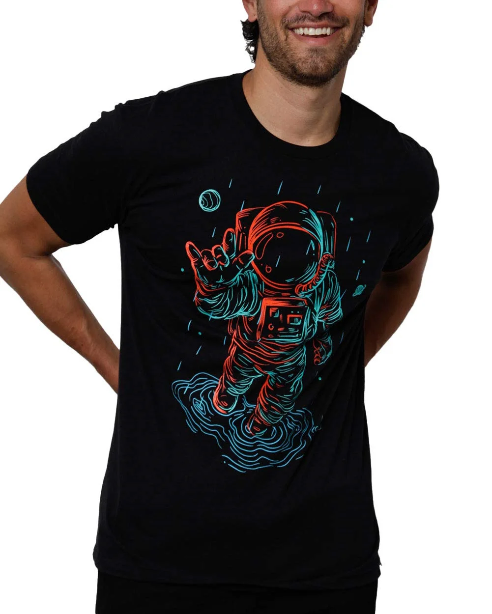 New Outer Space Astronaut Graphic Printing Men T Shirt Casual Short Sleeve Fashion Cotton Tee Tops Streetwear Tshirt Clothing