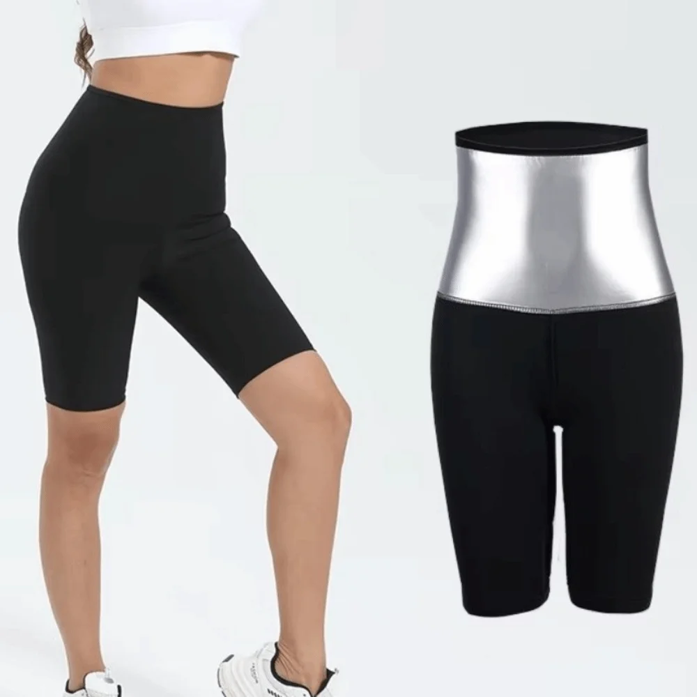 High Waist Shapewear Sweat Pants Stretch Fabric Hot Thermo Waist Compression Pants Compression Design Waist Trainer