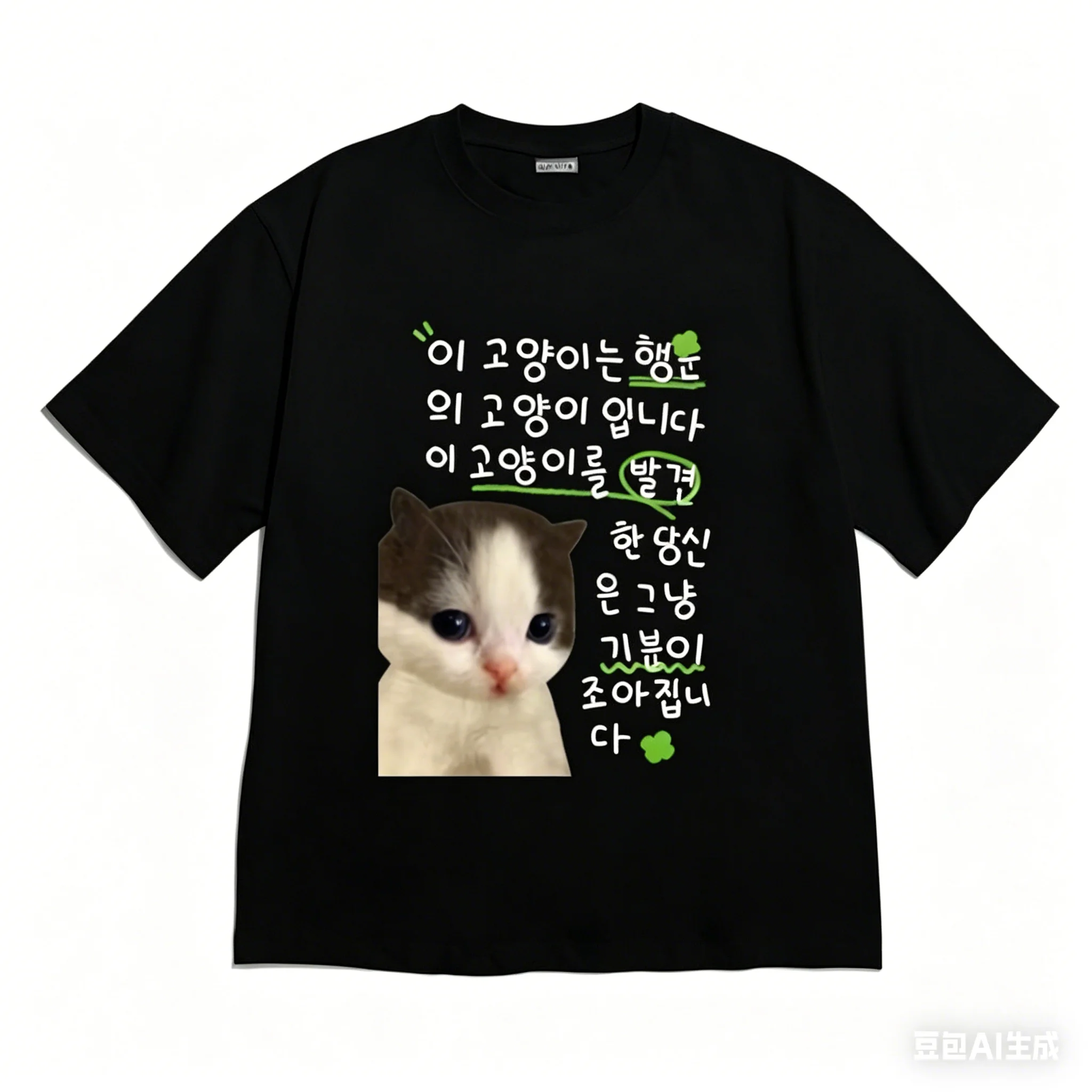 Headphone Cat Yes I'm Working Meme Graphic Print T‑Shirt Unisex Summer Korean Style Short Sleeve Cute Versatile Casual Top