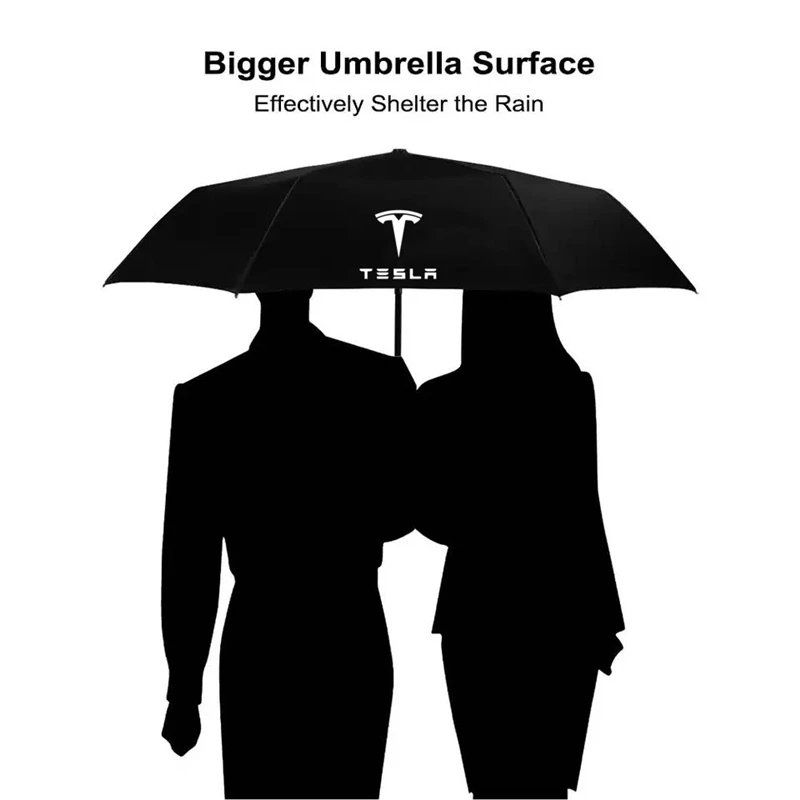 Windproof Double Layer Resistant Umbrella Fully Automatic Rain Umbrella For Tesla Model 3 Model X Model S Model Y Accessories