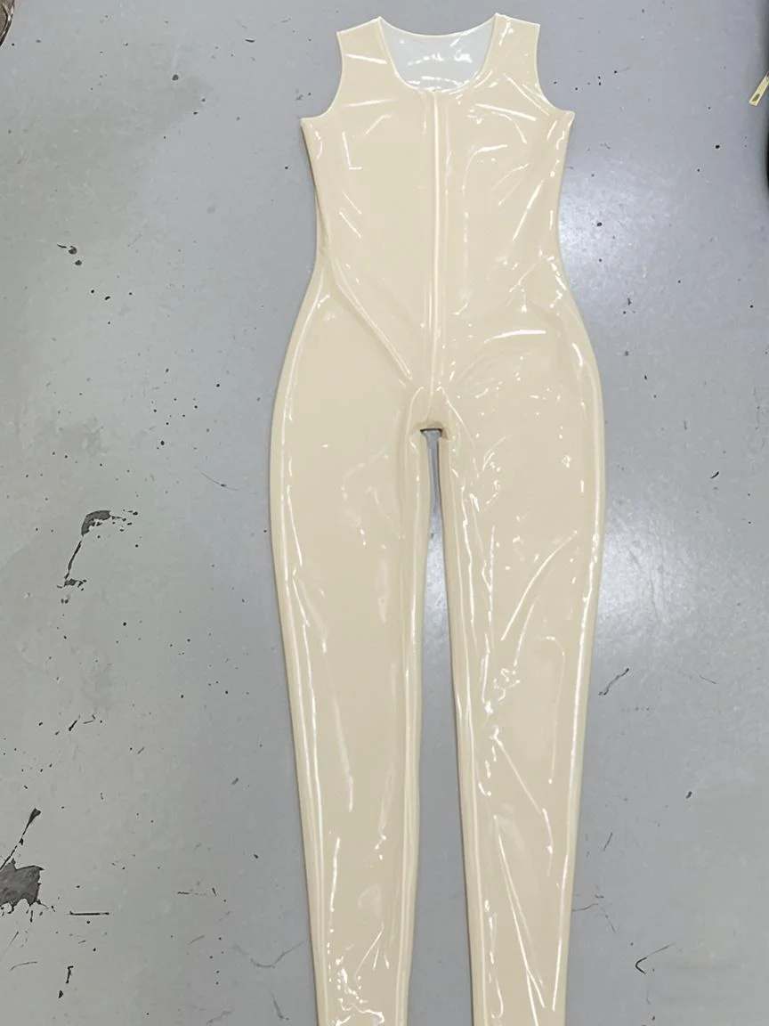 Latex Rubber Halloween Gummi Catsuit Suit uniform Cosplay Purely handmade Coat Party sleeveless
