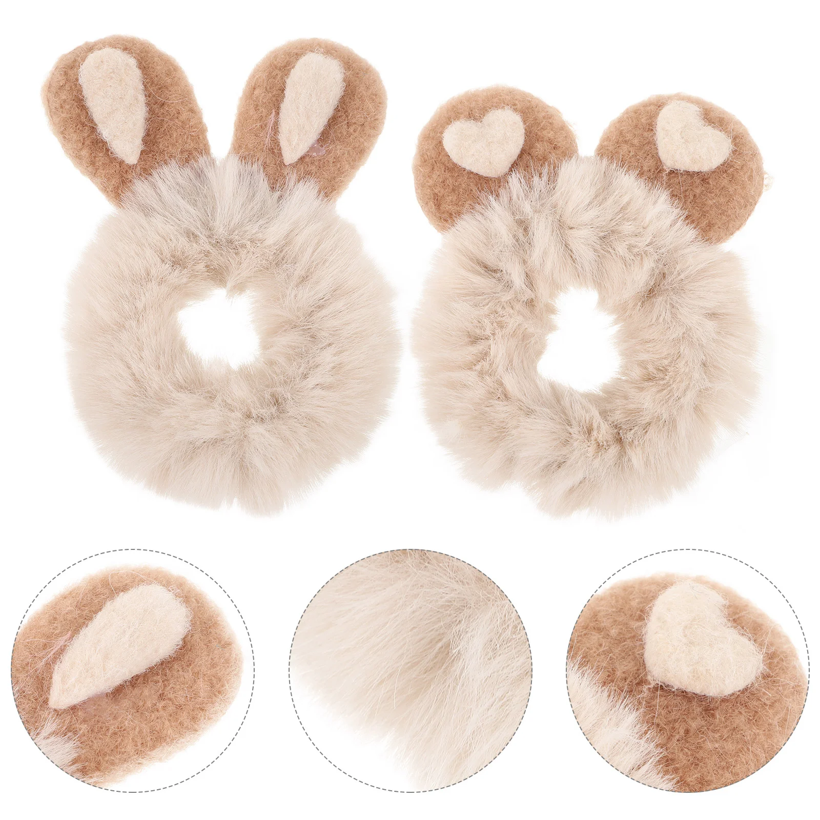 

2 Pcs Plush Hair Accessories for Girls Decorative Hairband Ropes Tie Scrunchy Unique Ponytail Holder Fashion Bunny Ear Rings