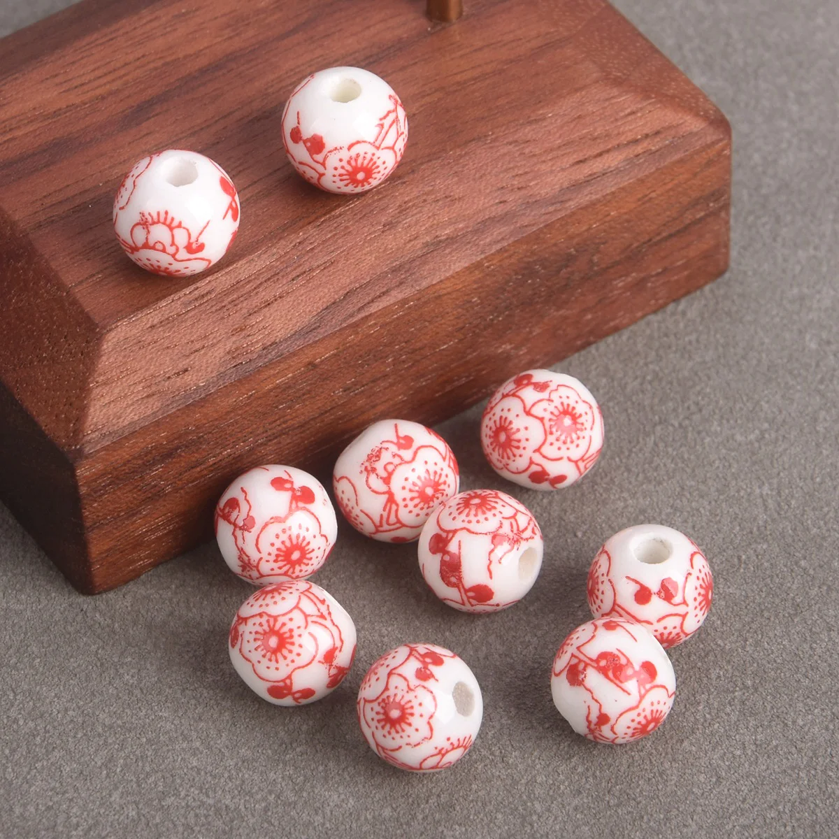 10pcs Round 8mm 10mm 12mm Colorful Flower Patterns Ceramic Porcelain Loose Beads For Jewelry Making DIY Bracelet Findings