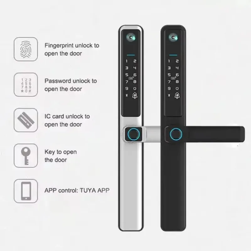 STLF Tuya Porta in alluminio con impronta digitale Smart Lock View Outdoor IP66 Impermeabile Wi-Fi Cloud Storage Porta in legno compatibile