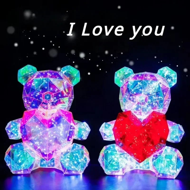 30 cm ours en peluche poupée cadeau lampe coloré scintillant romantique Surprise LED cadeau lumière filles anniversaire saint valentin chambre décor