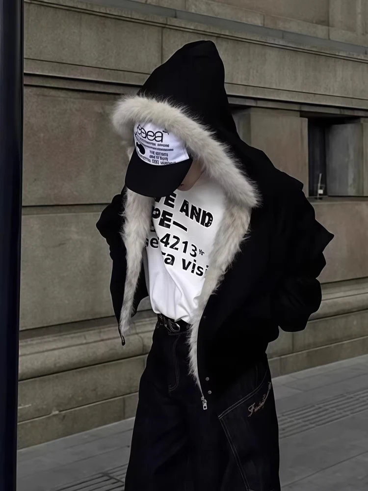 الشتاء Thiened الدافئة القطن Jaet الرجال ort Sle مقنعين الفراء طوق الأمريكية Sle معطف جلد الشباب Faion الوقوف صالح #2