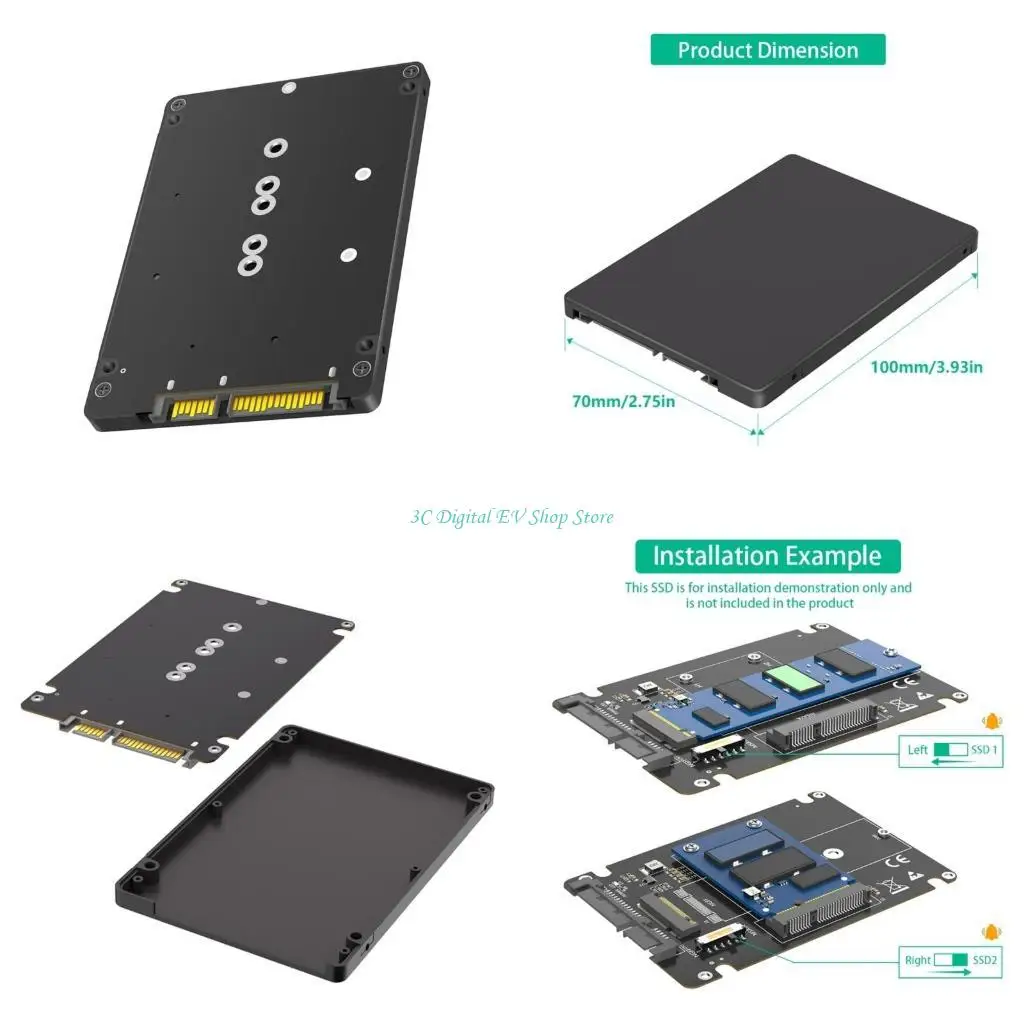 E74D SSDs Adapter Combine M.2 mSATA to 2.5inch SATA3.0 Adapter Converters with Case