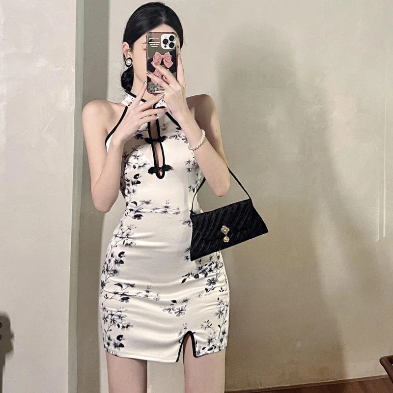 

150Kg Extra Large Size Cheongsam Vintage Chinese Traditional Qipao Dress Sexy Mini Slim Split Chinese Dress Cosplay Costume