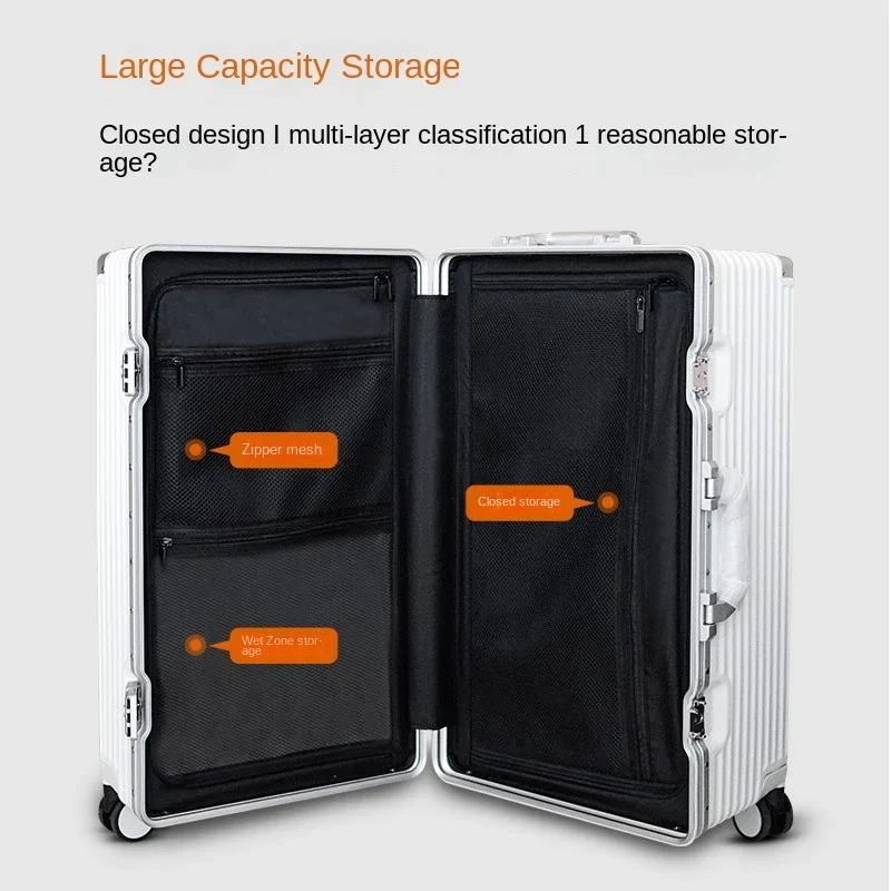 New 32-Inch Large Capacity Luggage Multifunctional Pc Trolley Suitcase Aluminium Frame Luggage Business Travel Password Suitcase