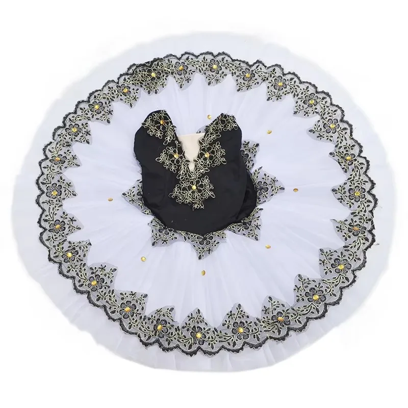 Tutù da donna bianco Pancake Ballerina Piatto Costume di scena Tutu Gonne verde Costume da tutù di balletto professionale per adulti nero