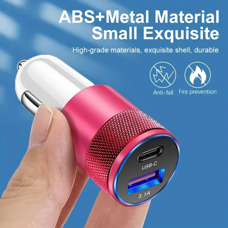 

USB Car PD Fast Charging Car Phone with LED Ambient Light Compatible with for iphone, Android, Xiaomi, etc