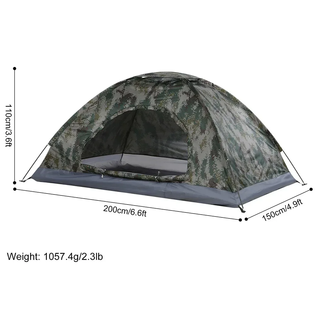 Camping Essentials Camouflage Tent 1/ 2 Person Type 4*Stake Light Rain Protection Water-resistant 1 Set Tent Pole