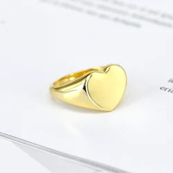 24k Gold and Silver Plating 2023 Metal Minimalist Heart Rings Fashion Jewelry Fine Simple Thick Jewelry Wedding Party Classio