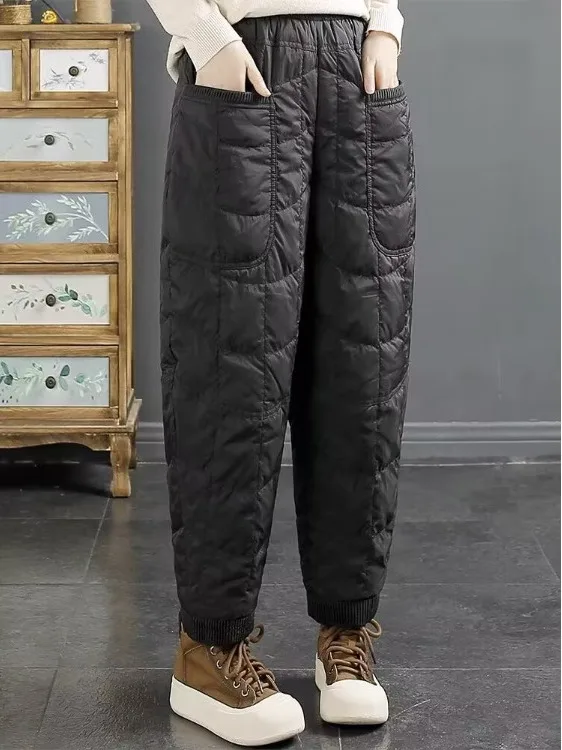 Inverno caldo nuovo arrivo colore diamante modello pantaloni di cotone Thiened sciolto casual da donna antivento artistico retrò