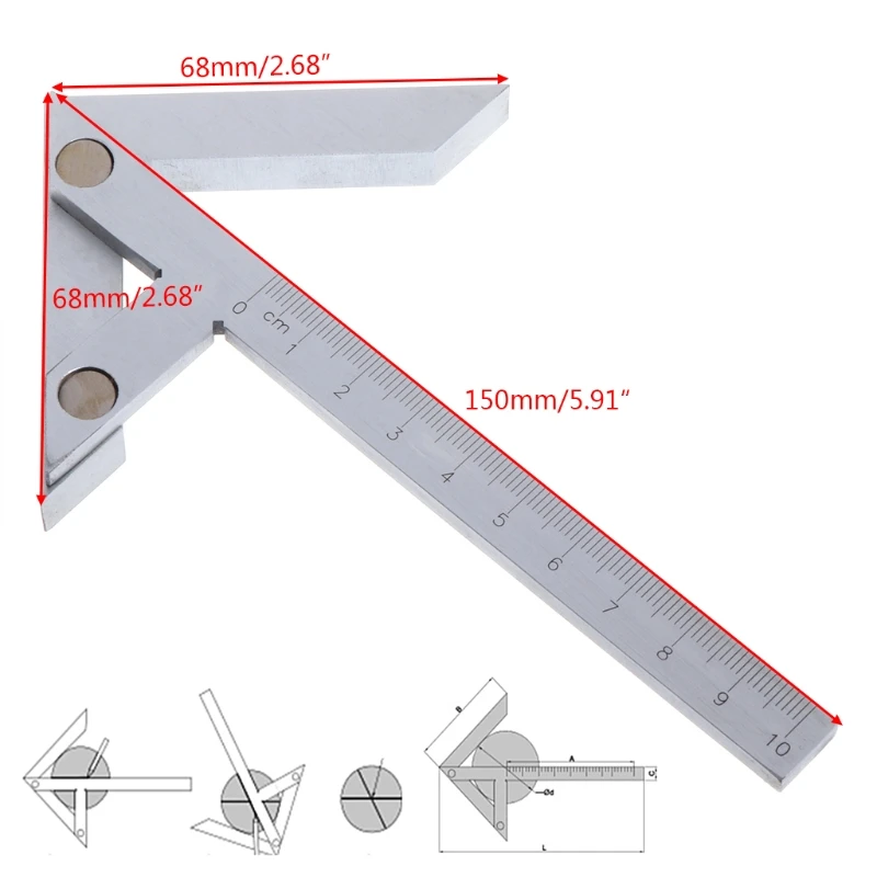 Center Angle Gauge Stainless Steel Centering Squares Gauges For Circular Plate Measuring Tools