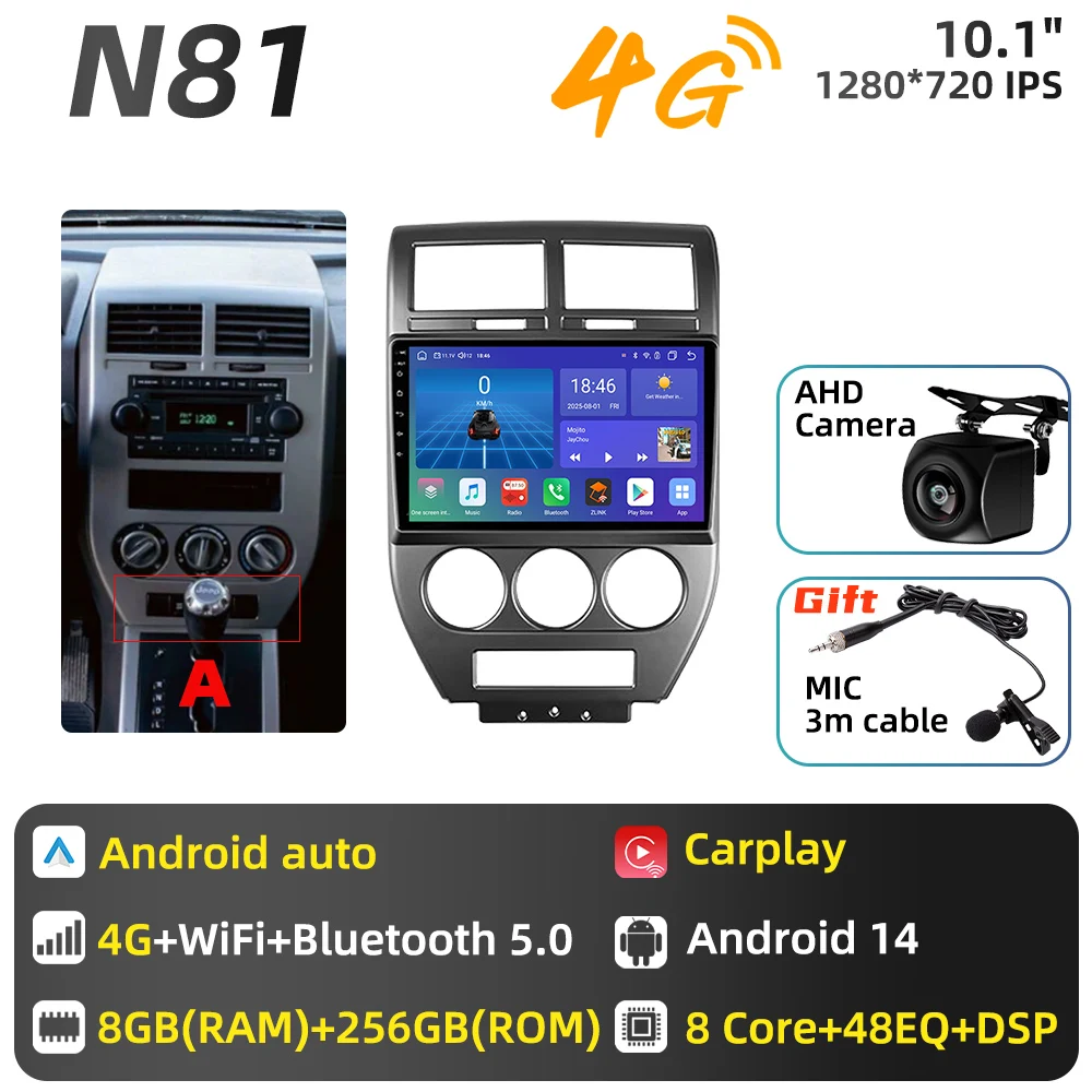 Auto Multimedia voor Dodge Caliber Jeep Compass 1 MK Patriot 2006 - 2010 Android autoradio Carplay GPS Navigatie 2 Din Stereo DSP