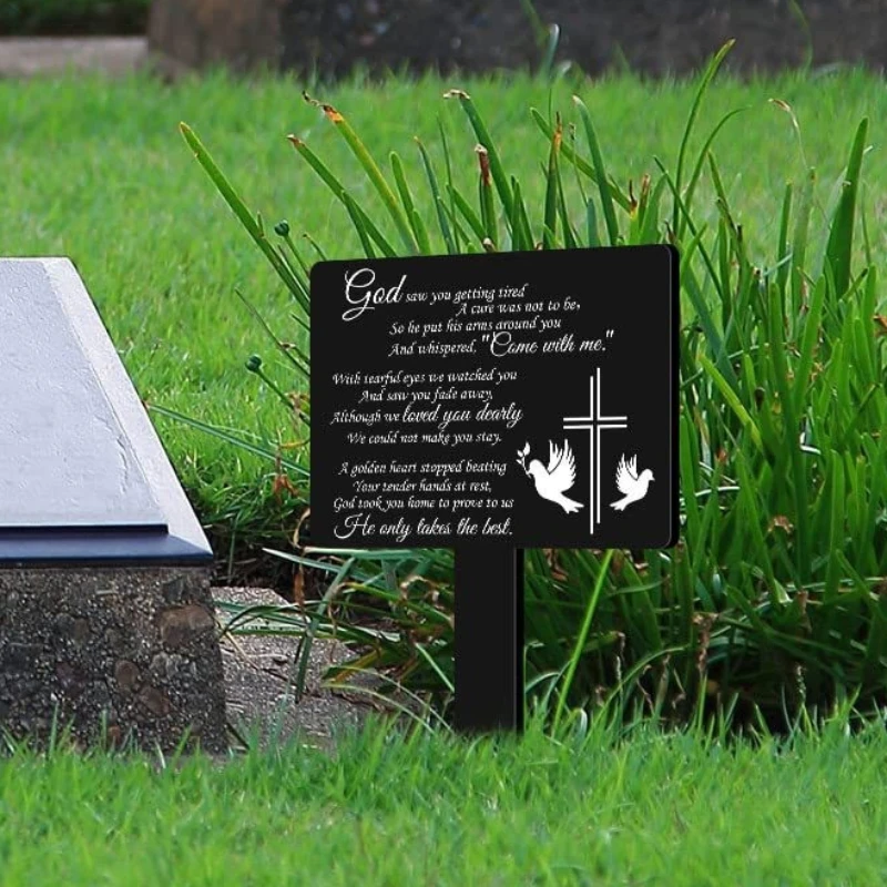 HelloYoung-Estaca de placa de recuerdo conmemorativo, marcador de FOSA impermeable para el jardín, color negro