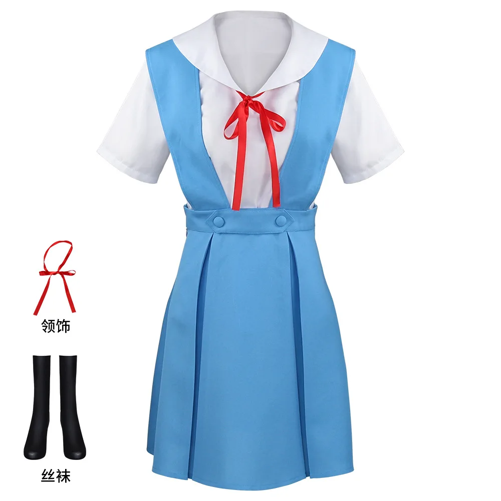 Ayanami Rei Cosplay Dress with Socks Asuka Langley Sohryu School uniform Ayanami Rei Outfits for Anime Comic Con Asuka cosplay