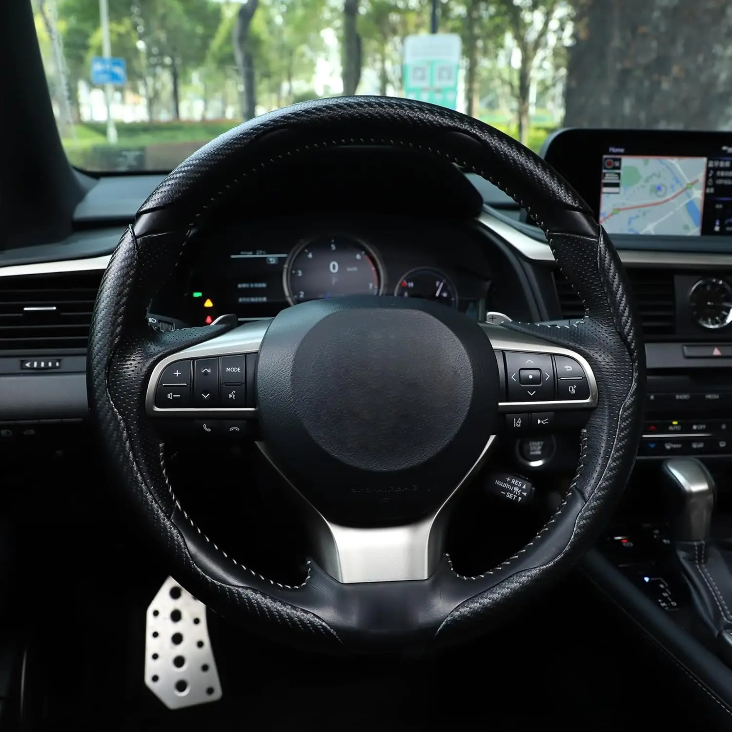 Carbon Fiber Pattern Butterfly Section 3 Segmented Non-slip Wear-resistant Car Steering Wheel Cover Auto Interior Accessories