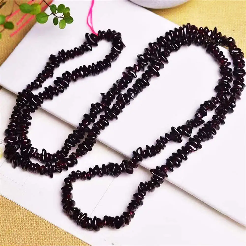 Natural Deep Wine Red Garnet Crushed Stone Loose Beads Irregular Diy Handmade Bracelet Beaded Semi-finished Necklace