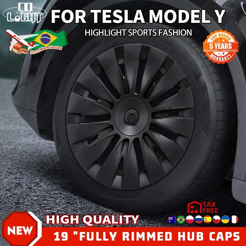 4PCS Wheel Cap 19 Inch Automobile Hubcap for Tesla Model Y 2018-2023 Hub Cap Performance Replacement for Tesla Model Y 2018-2023