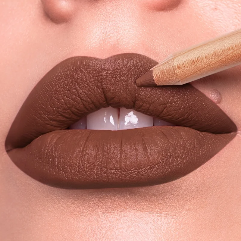 Matte Nude Lip Liner Pencil, Waterproof Long Lasting High Pigment Formula, Smooth Precise Lip Shape & Glossy Lip Effect