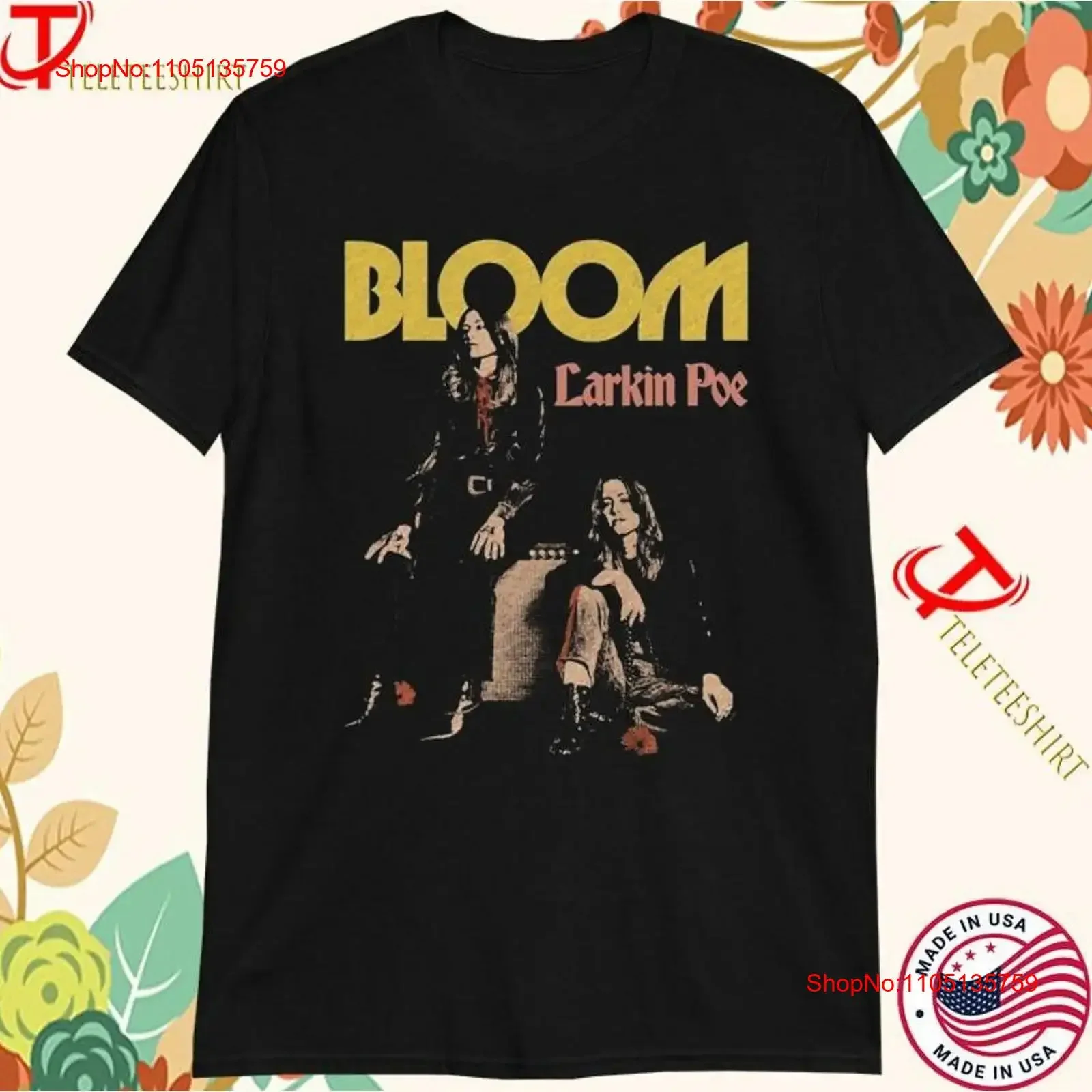 Camiseta Larkin Poe Bloom Album talla S 5Xl para Fans vintage lavada moda cómoda hombre Casual ropa de calle suave transpirable
