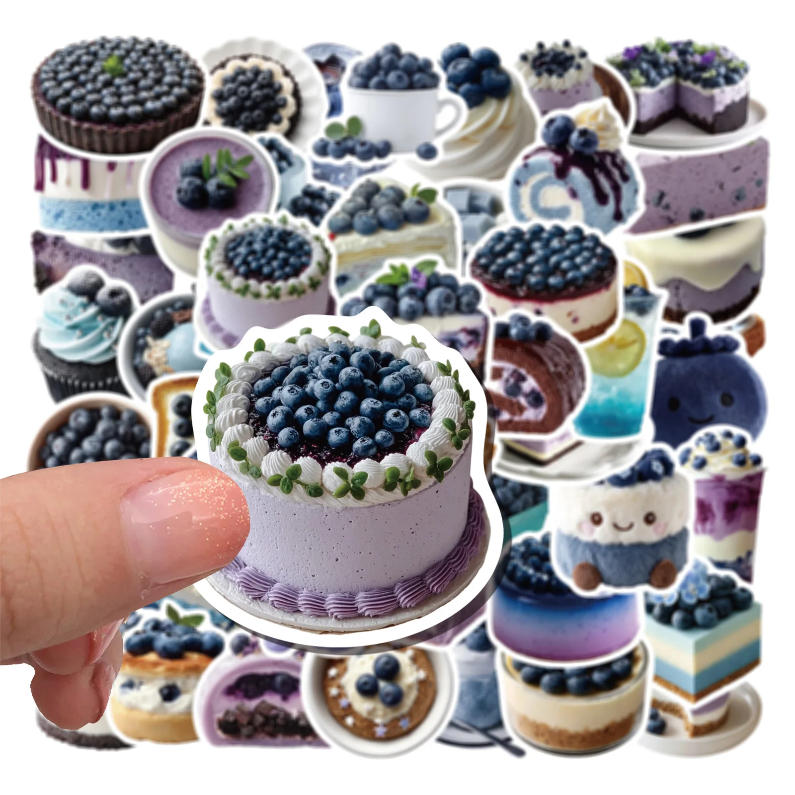 50 Pcs Blueberry Theme Graffiti Stickers Fruit Cake Creative DIY Waterproof Decorative Dessert Box Journal Stickers