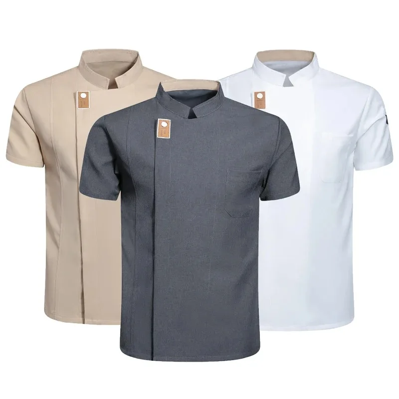 

Chef Jacket Short Sleeve Cook Shirt Bakery Restaurant Waiter Uniform Top Men Women