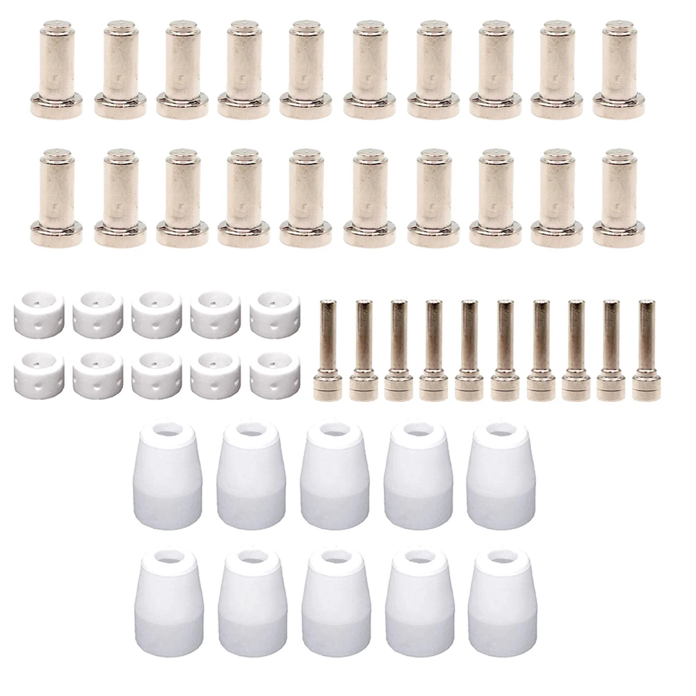 

50pc Plasma Cutting Consumables Set with Electrode Nozzle Shield Cup Swirl Ring for PT31XL Torch PCM 500i Cutting Machine