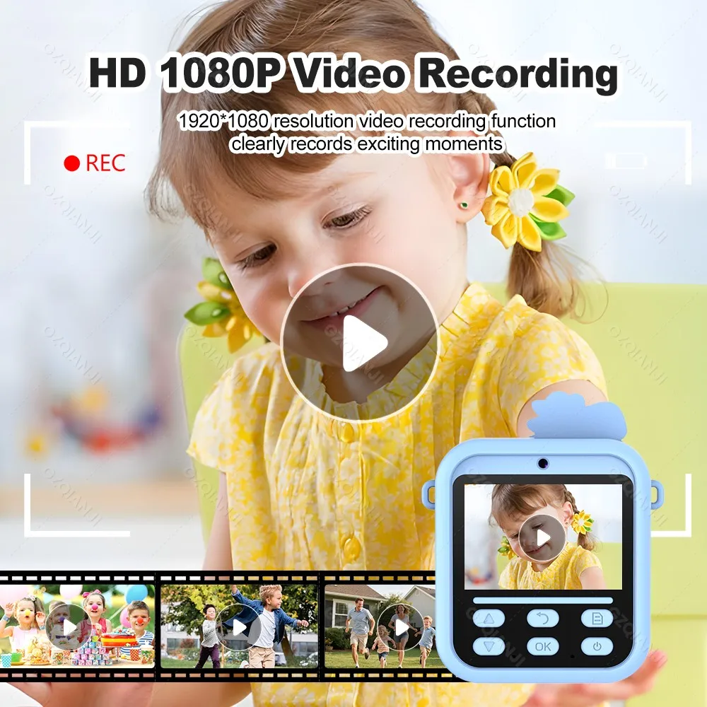 طابعة حرارية صغيرة 58 مللي متر Kis كاميرا رقمية HD1080P طباعة فورية صور آلة تسجيل الفيديو 32G SDCard للأطفال هدايا #3