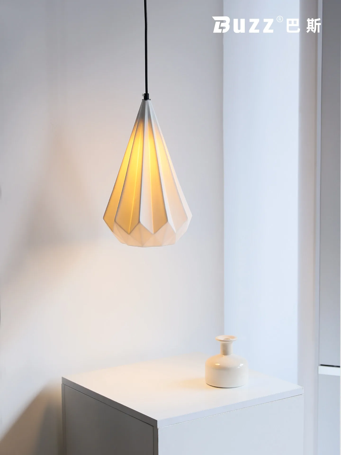 French paper folding ceramic pendant light Japanese retro designer bedroom headboard aisle dressing room pendant light