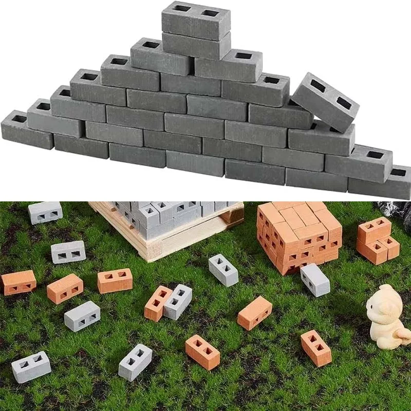 50Pcs Mini Bricks Miniature Bricks for Crafts Mini Cinder Blocks Tiny Bricks for Landscaping Mini Blocks for Dollhouse Diorama