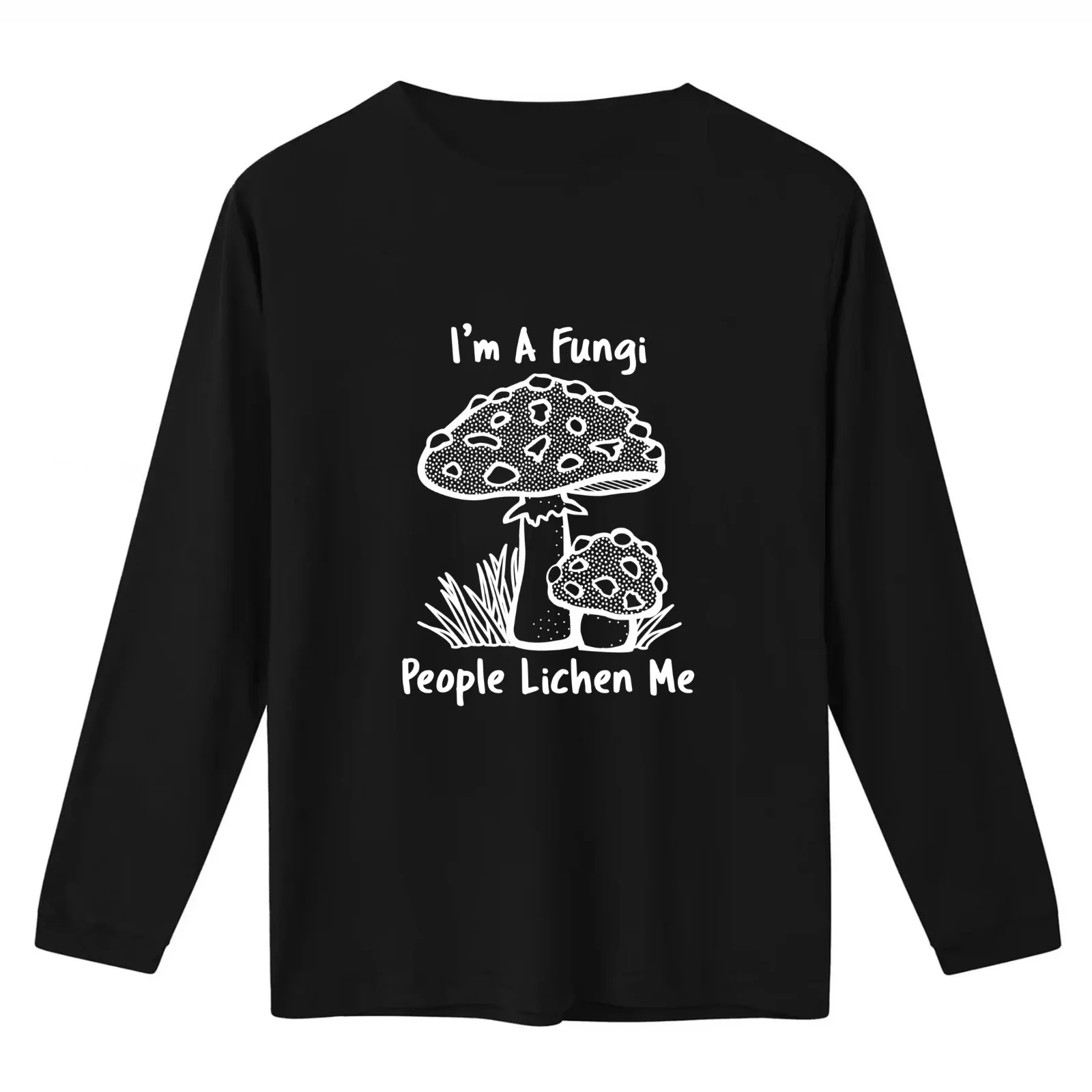 I'm a Fungi People Lichen Me T-Shirt Summer Casual Cotton Tee Oversized Streetwear Tops Vintage Graphic Print 100% Cotton