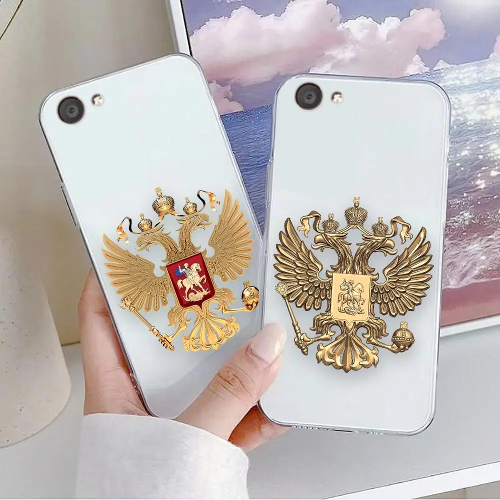 Clear Case For VIVO Y30 Y32 Y33S Y50 Y51S Y52S Y53S Y55S Y66 Y77 Y93 Y95 Y97 5G 4G Soft Case Fashion Russia Russian Flags Emblem