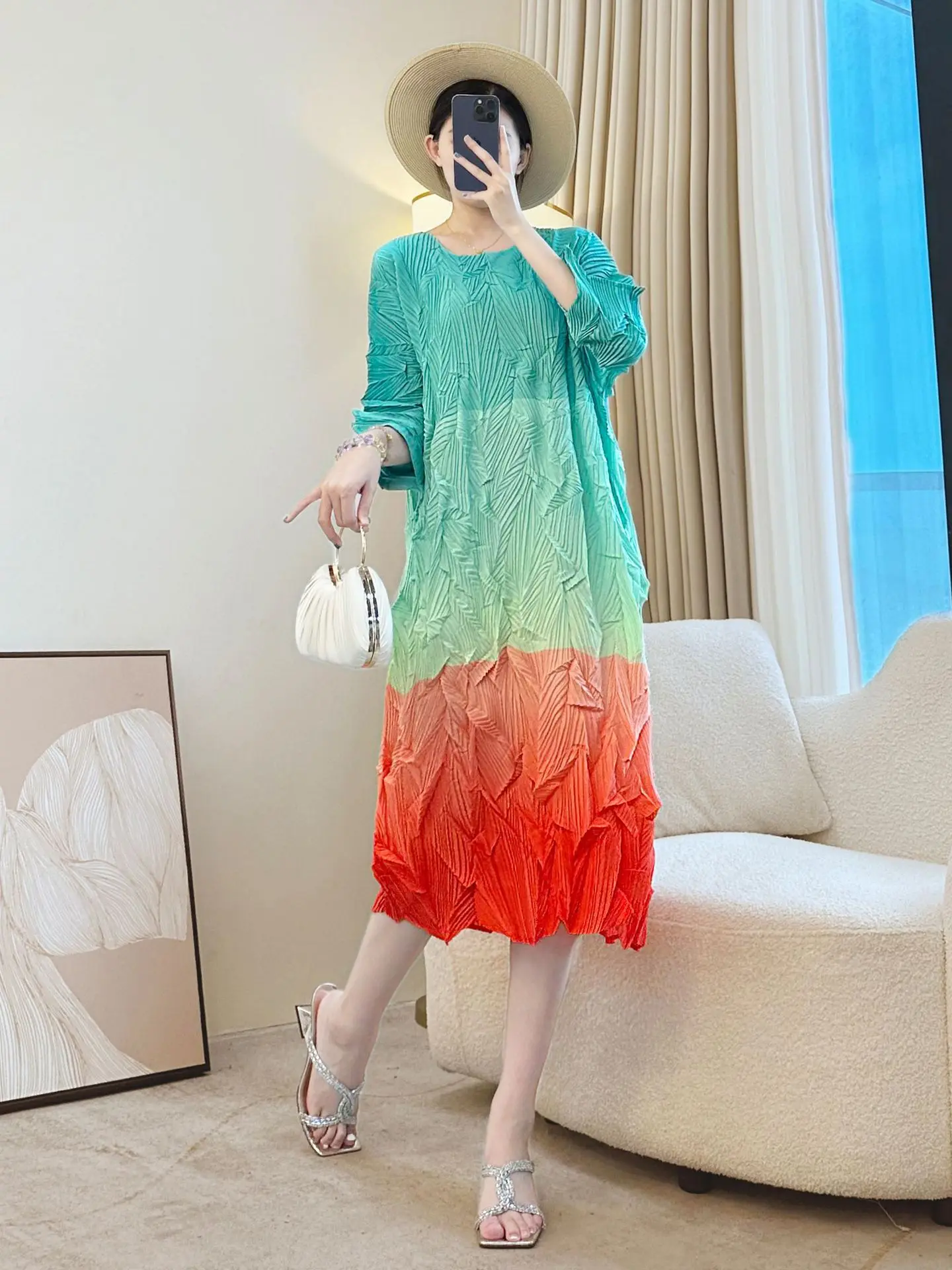 miyake-–-robe-plissee-de-couleur-assortie-ample-style-etranger-reduction-de-l'age-confortable-design-droit-sens-nouvelle-jupe-a-la-mode