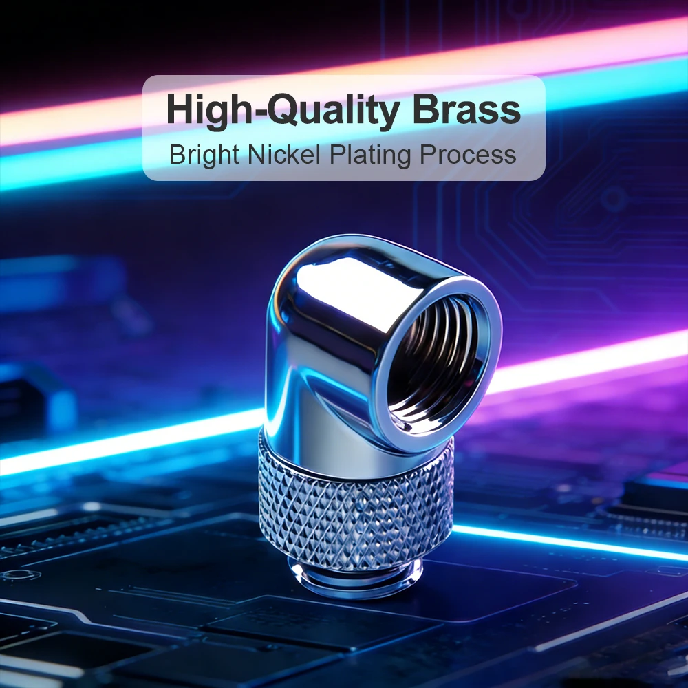 OCOCOO DIY enthusiasts Rotatable Angled Adapter Fitting  90 Degree Elbow, 360 Rotate Hand Compression G1/4 WT90 - X01